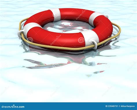 Life Ring Lifebuoy Floating On Top Of Blue Water Stock Illustration