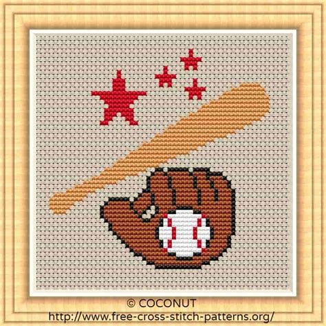 BASEBALL FREE AND EASY PRINTABLE CROSS STITCH PATTERN Free Cross