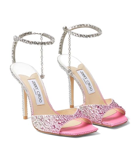 Womens Jimmy Choo Pink EXCLUSIVE Saeda 100 Embellished Sandals Harrods UK