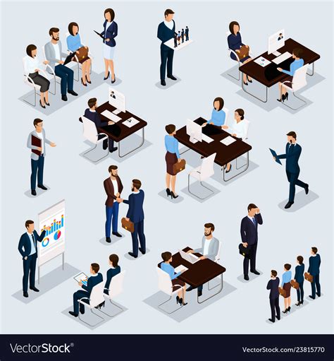 Isometric Set Business Conception Royalty Free Vector Image