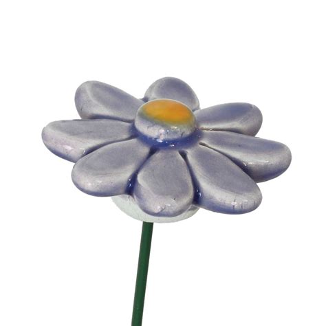 Fleur en céramique sur tige à planter Petite marguerite bleue vente