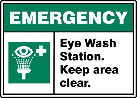 Eye Wash Station Keep Area Clear Ansi Iso Emergency Safety Sign