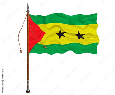 National Flag Of Sao Tome And Principe Background With Flag Of Sao