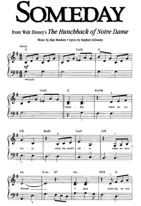 Disney Someday Easy Piano Sheet Music Easy Sheet Music