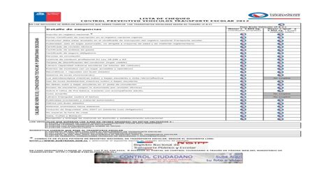 Lista De Chequeo Preventivo Transporte Escolar Pdf Document