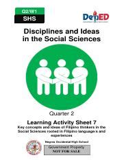 Diss Las Week Pdf Q W Shs Disciplines And Ideas In The Social