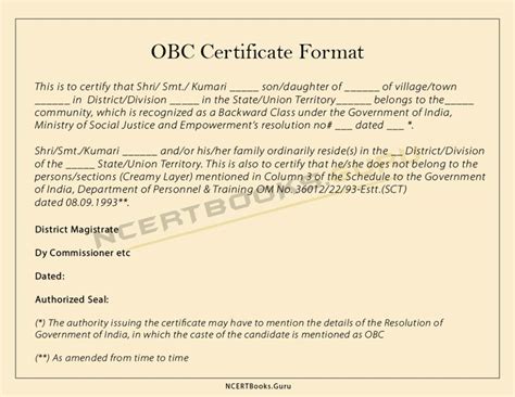 OBC Certificate | Format, Guidelines, How To Apply? Classification ...