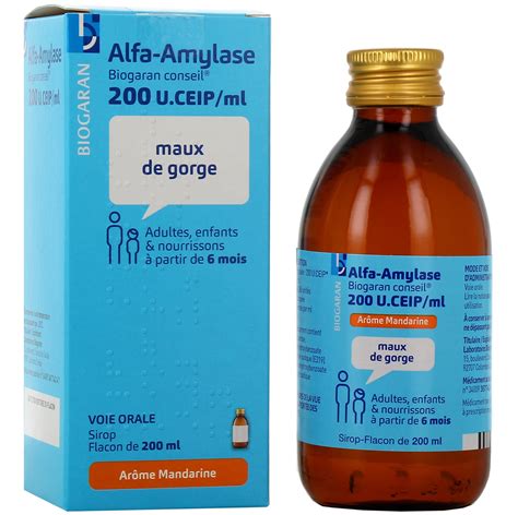 Alfa Amylase Sirop ou Comprimés Maux de Gorge Biogaran