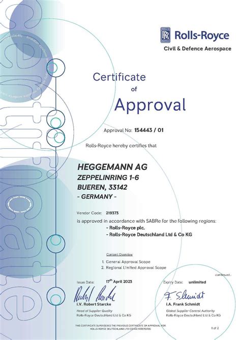 Approvals Heggemann