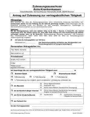 Ausf Llbar Online Antrag Auf Zulassung Zur Vertragsarztpraxis Fax Email