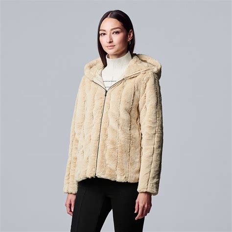 Plus Size Simply Vera Vera Wang Hooded Faux Fur Jacket