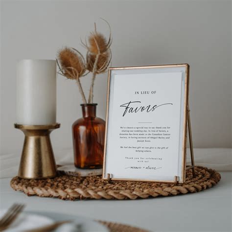 Minimalist In Lieu Of Favors Sign Modern Wedding In Lieu Of Favors