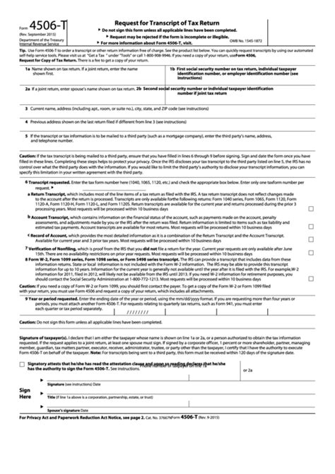 Irs Form 4506 T Printable