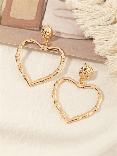 Buy Urbanic Gold Toned Heart Shaped Hammered Drop Earrings Earrings