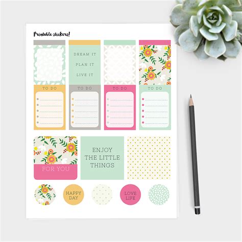 Pretty planner stickers printable - free download - free printable stickers