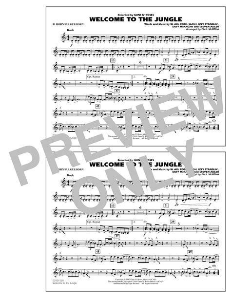 Welcome To The Jungle Bb Horn Flugelhorn By Paul Murtha Sheet Music