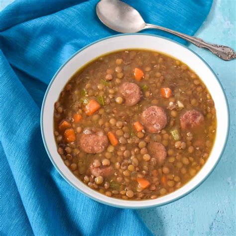 Easy Lentil And Sausage Soup Recipe Deporecipe Co