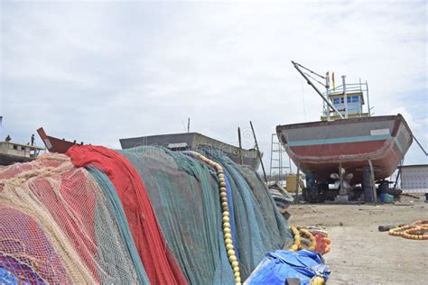 Traditional Fishing Boats Waiting For Repair Stock Image Image Of