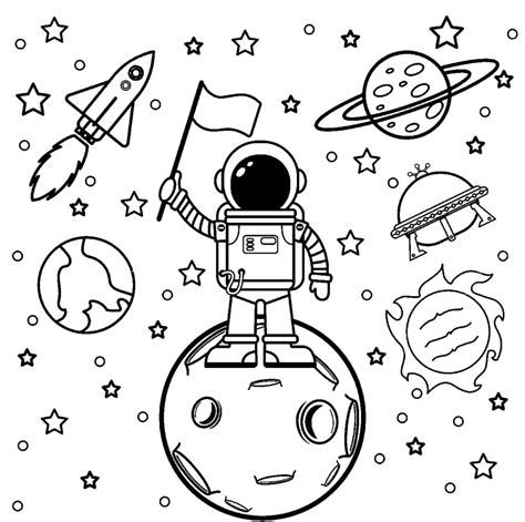 Astronaut Coloring pages - 100 Coloring Pages for Kids