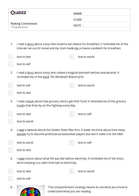 Making Connections In Nonfiction Worksheets For Th Grade On