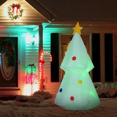 HOMCOM 6ft Christmas Inflatable Glowing Christmas Tree Outdoor Blow Up