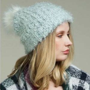 Accessories Light Blue Eyelash Knit Faux Fur Pom Pom Beanie Poshmark