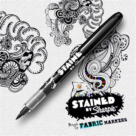 Sharpie Black Fabric Brush Marker Stained By Sharpie Vivid Colours