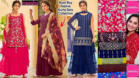 Meesho Kurtis Kurta Sets Haul Start Rs 658 Meesho Kurti Sharara