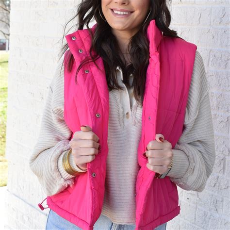 Puffer Vest Hot Pink Georgia Lynne And Company