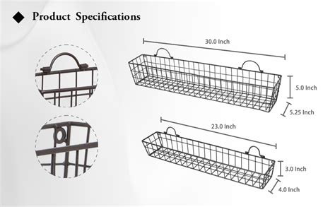 Myt Country Rustic Wall Mounted Black Metal Wire Storage Baskets Display Racks