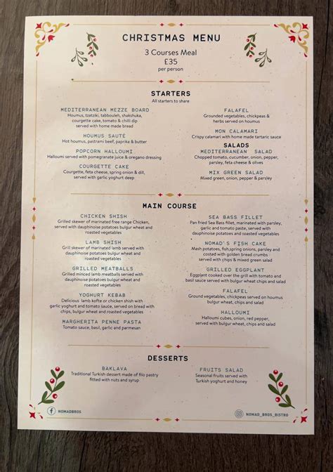 Menu At NOMAD BROS Restaurant London