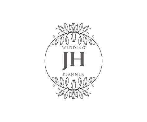 JH Initials letter Wedding monogram logos collection, hand drawn modern ...