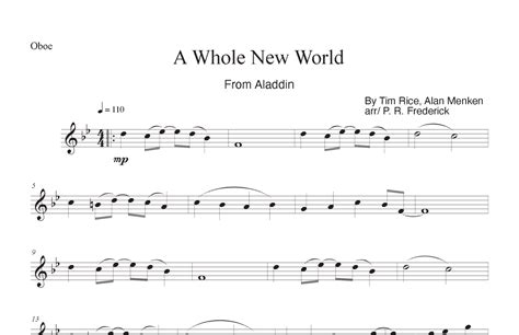 A Whole New World Sheet Music Tim Rice Oboe Solo