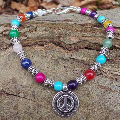 Gemstone Peace Anklet Peace Anklet Rainbow Anklet Rainbow Anklets