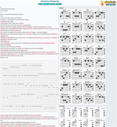 Chord: Bohemian Rhapsody - tab, song lyric, sheet, guitar, ukulele ...