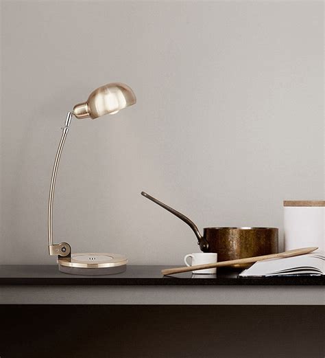 Buy Silver Mild Steel Shade Study Lamp With Silver Base By Kapoor