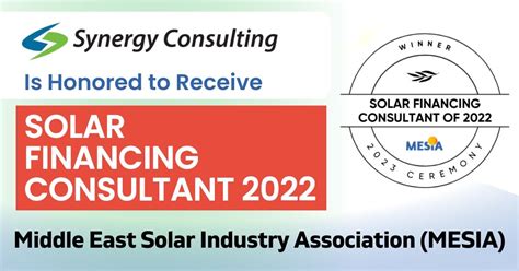 Synergy Consulting Inc Is Honored To Receive The “solar Financing