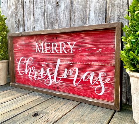 Merry Christmas Wood Sign Rustic Christmas Sign Holiday Decoration