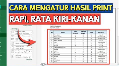 Cara Print Excel Rata Kanan Kiri Youtube