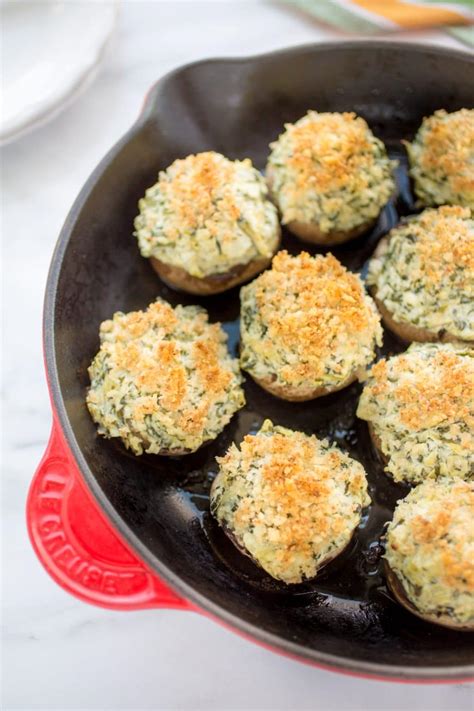 Spinach And Artichoke Stuffed Mushrooms Striped Spatula