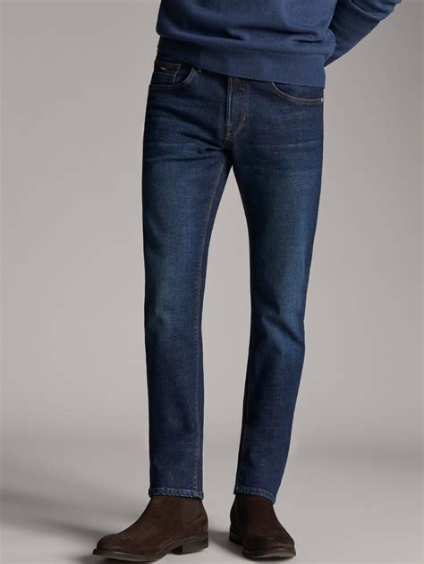 Massimo Dutti Men Slim Fit Stone Wash Jeans Indigo Slim