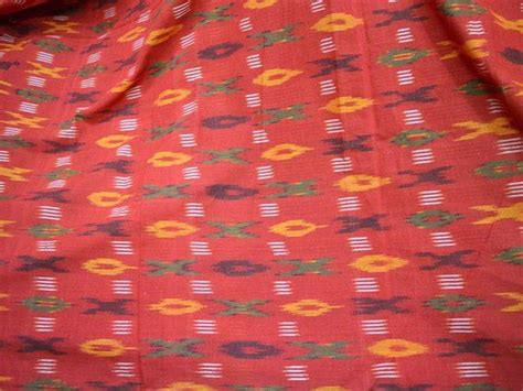 Rust Red Ikat Fabric By Yard Handloom Ikat Cotton Fabric Homespun