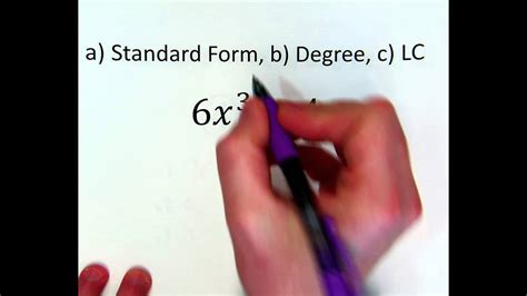 Polynomials Standard Form Degree Leading Coefficient YouTube