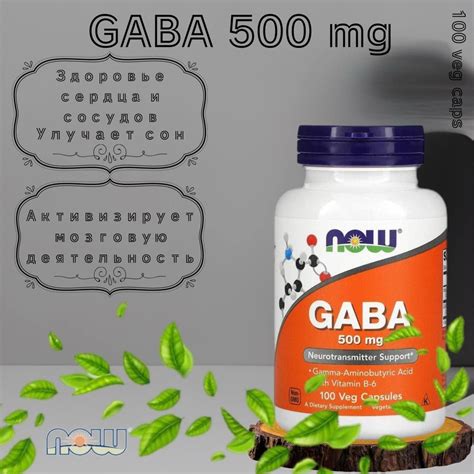 ГАБА, Гамма-аминомасляная кислота (ГАМК) NOW GABA 500 мг 100 ...