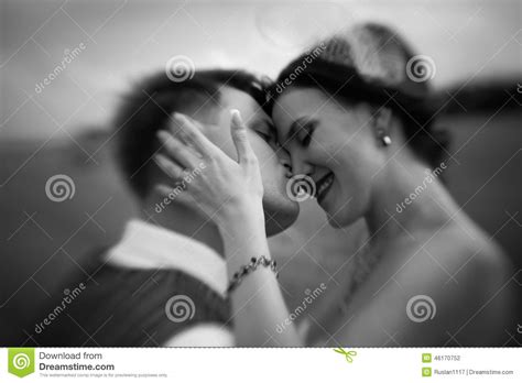 Bride And Groom With Veil Near Hay Stock Photo Image Of Marriage