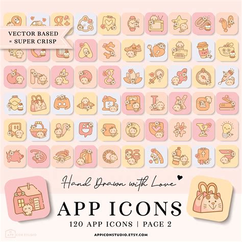 Kawaii Aesthetic App Icons IOS 14 Icons Cute Kawaii Icons Etsy