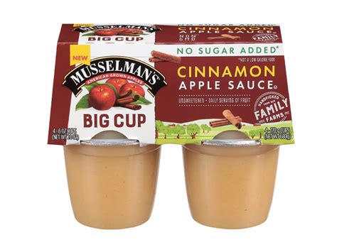 Musselman S No Sugar Added Cinnamon Apple Sauce Big Cups 4 Pack 6 Oz Musselman S