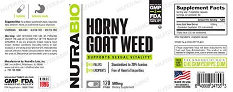 Nutrabio Horny Goat Weed Supports Vitality Mg Per Capsule