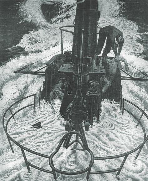 Illustration Of Growler Submarine Sinking With Howard W Gilmore Ww