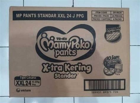 Mamypoko Pants Xtra Kering Xxl24 Standar Dus 1 Karton 4 Ball Kartonan 4 Packs Popok Celana